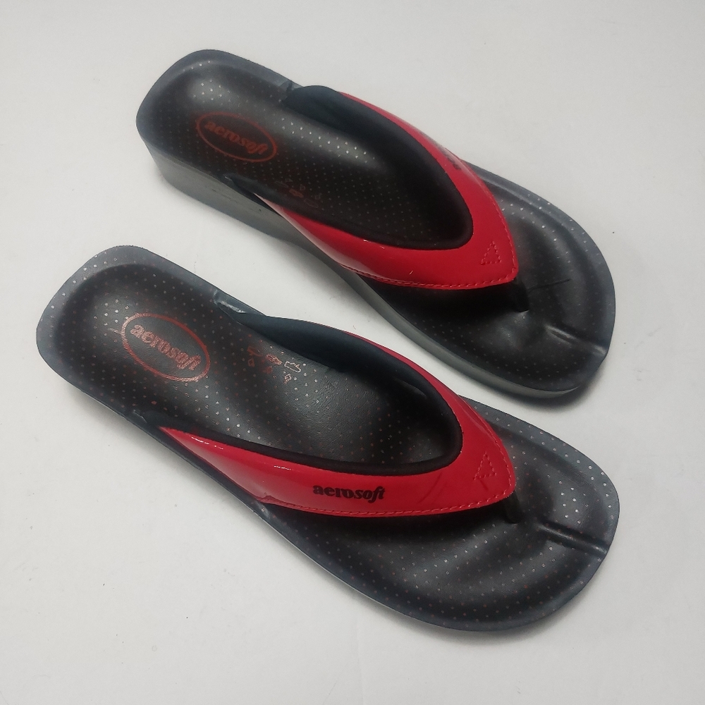 AEROSOFT Red and Black Sandals Size 41